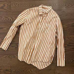 Madewell Brown Striped Oversized Shirt